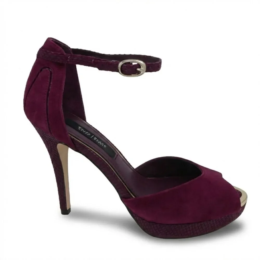 White House Black Market Women's US 7.5 Bryn Purple Burgundy Platform Peep Heels